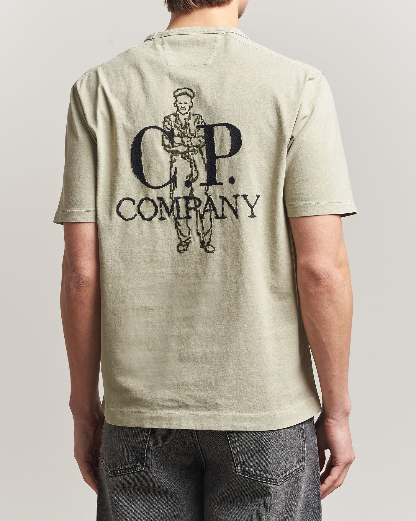 Hombres | Camisetas | C.P. Company | Back Printed Cotton T-Shirt Washed Green