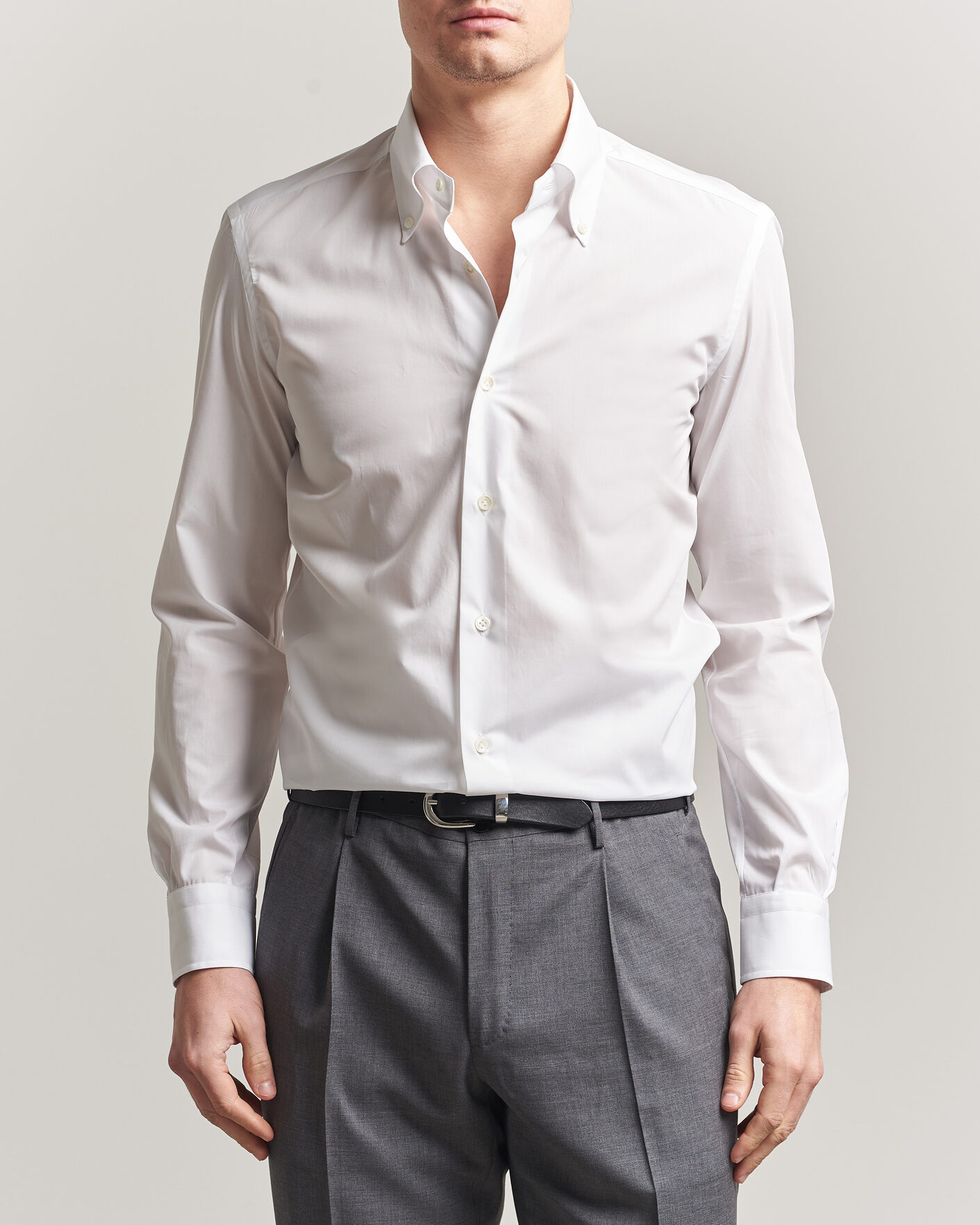 Hombres | Camisas | Mazzarelli | Soft Cotton Button Down Shirt White