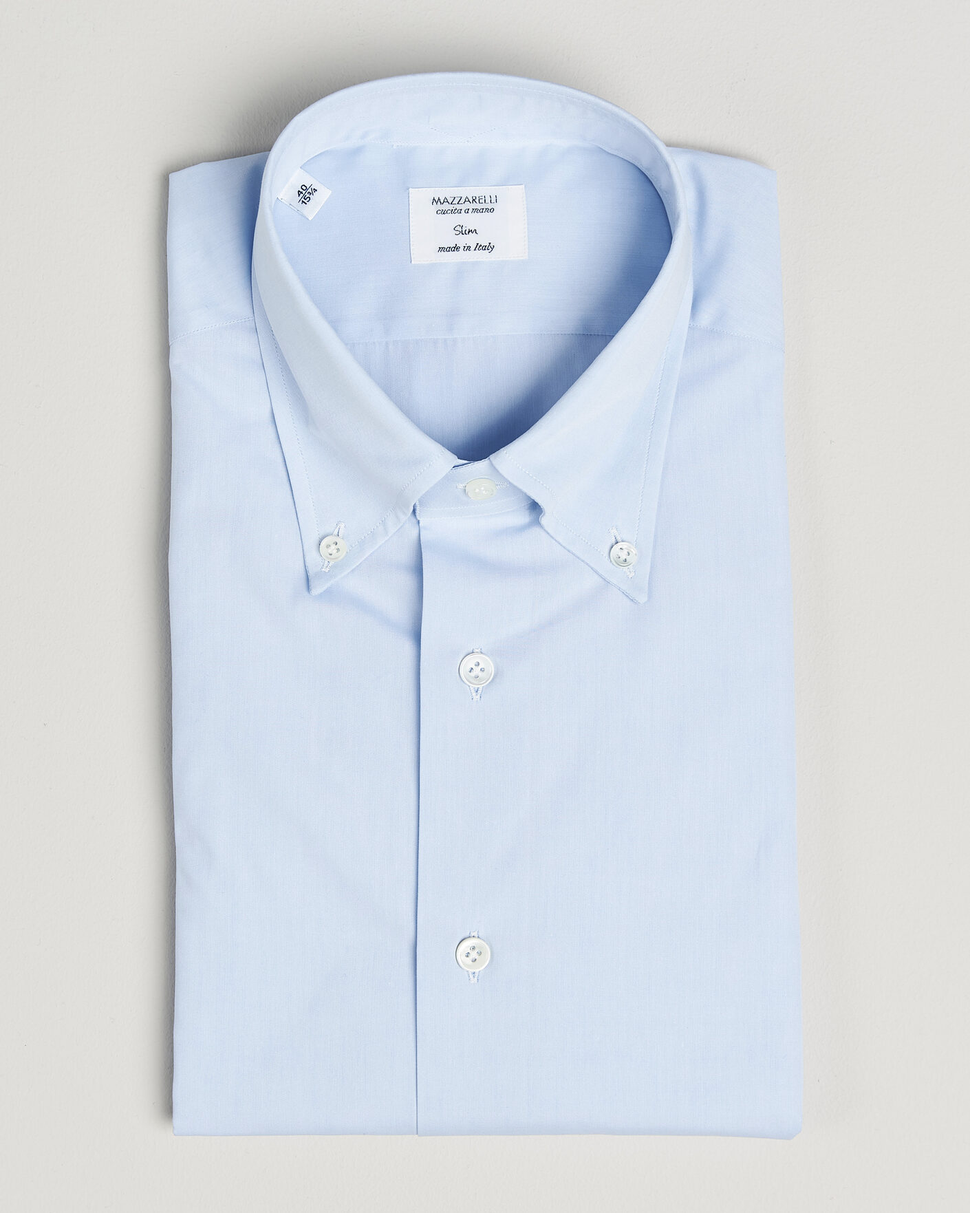 Hombres | Camisas | Mazzarelli | Soft Cotton Button Down Shirt Light Blue