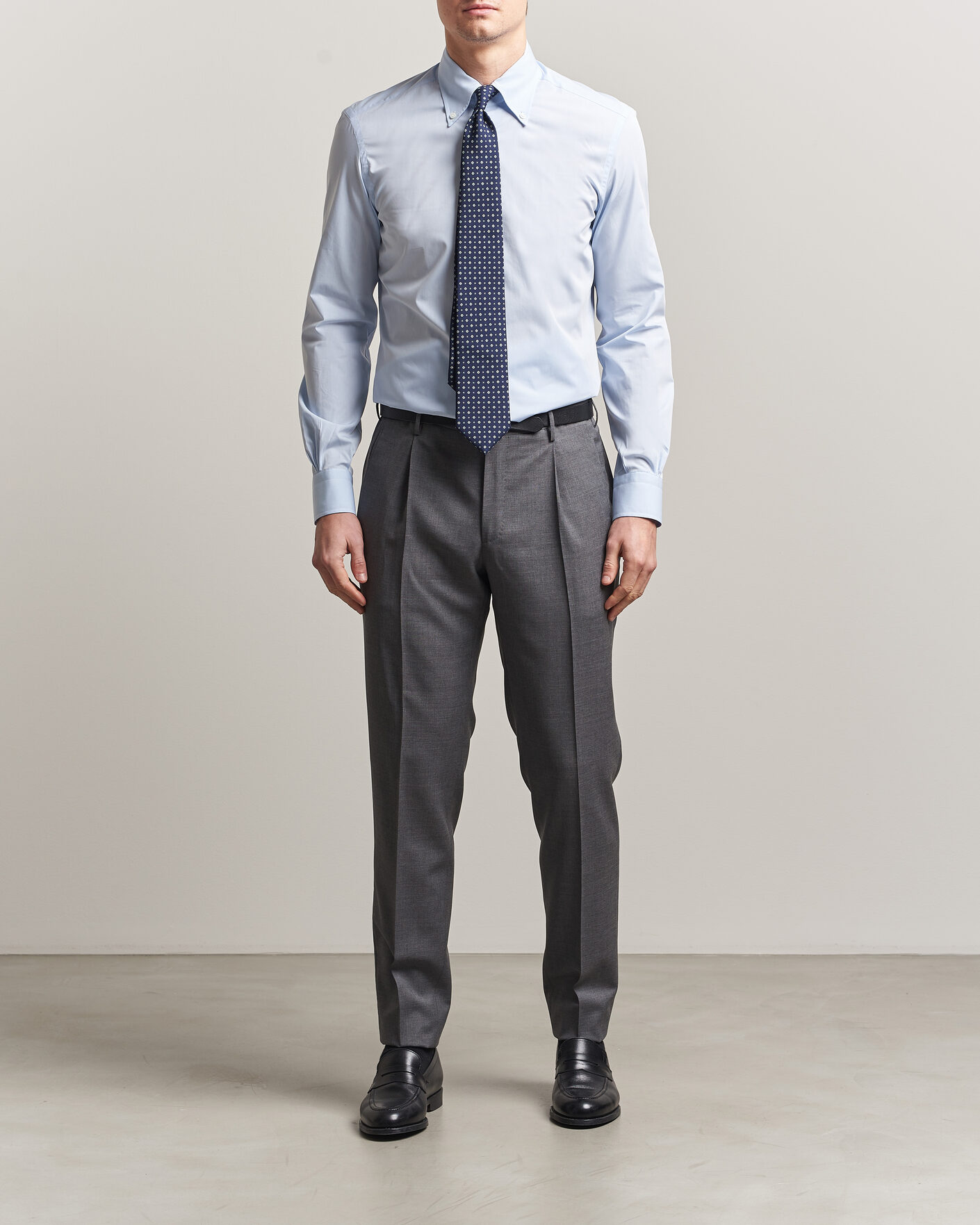 Hombres | Camisas | Mazzarelli | Soft Cotton Button Down Shirt Light Blue