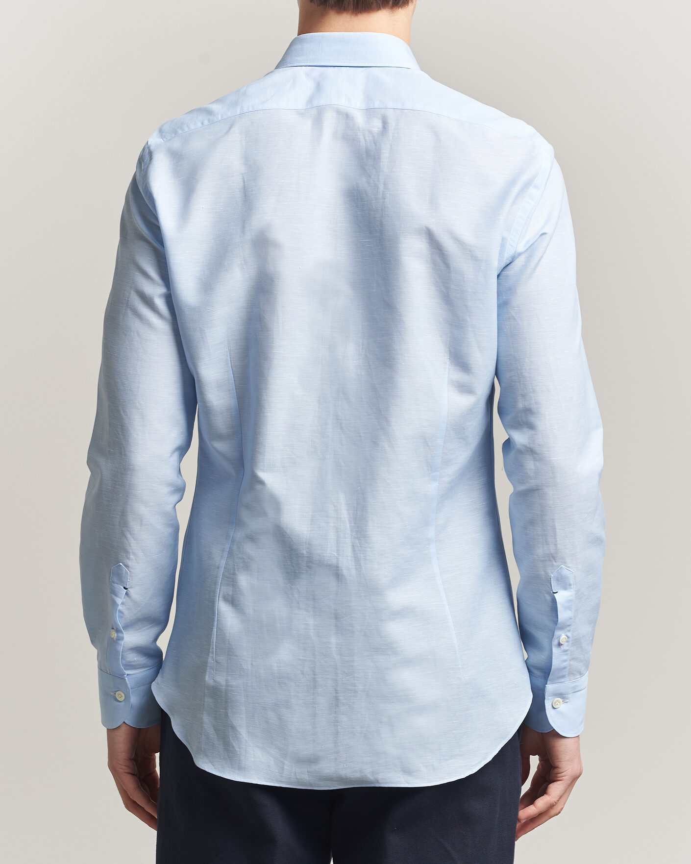 Hombres | Camisas | Mazzarelli | Soft Cotton/Linen Shirt Light Blue