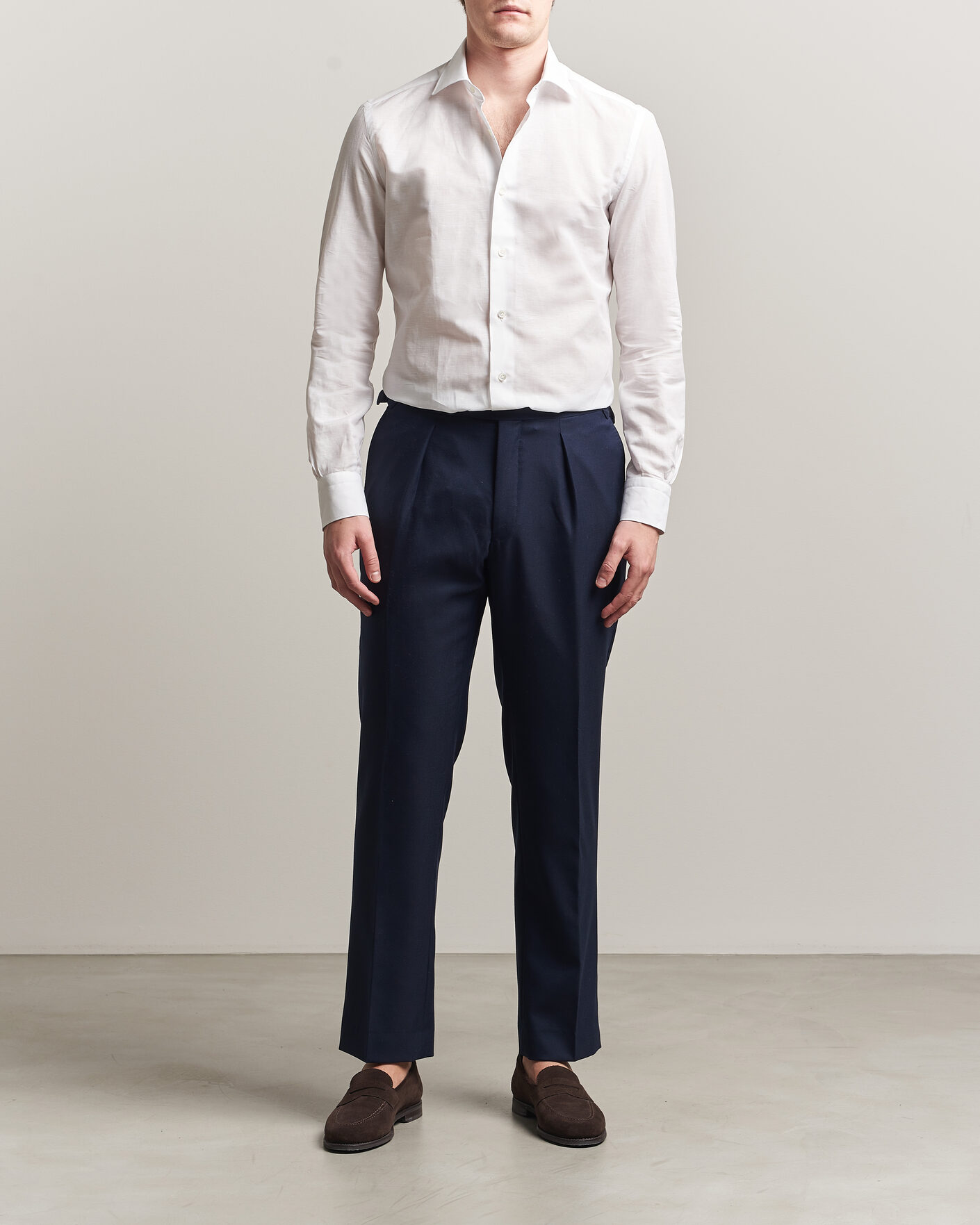 Hombres | Camisas | Mazzarelli | Soft Cotton/Linen Shirt White