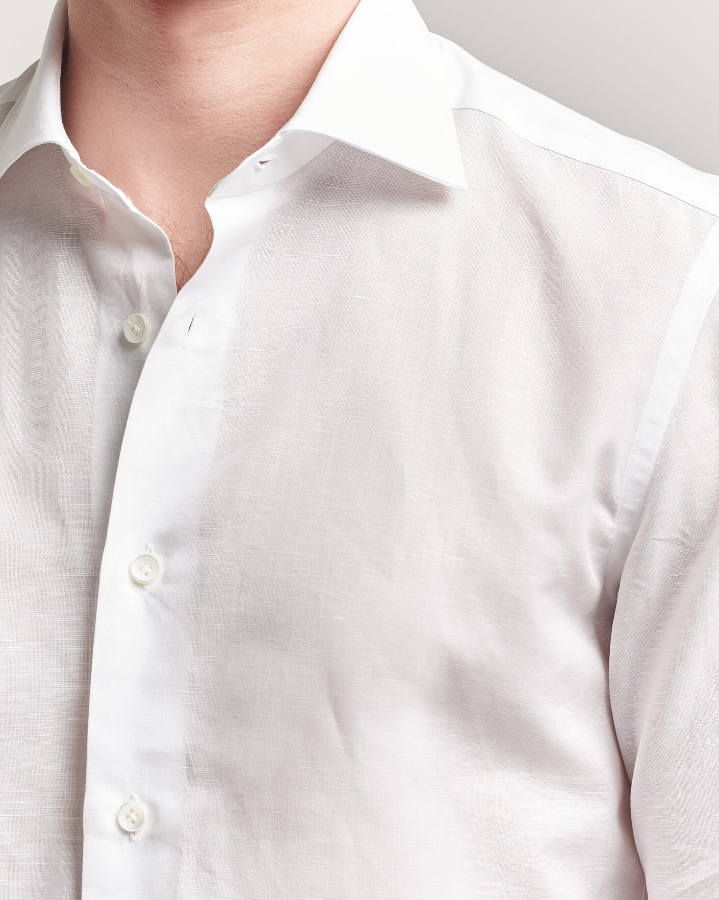 Hombres | Camisas | Mazzarelli | Soft Cotton/Linen Shirt White