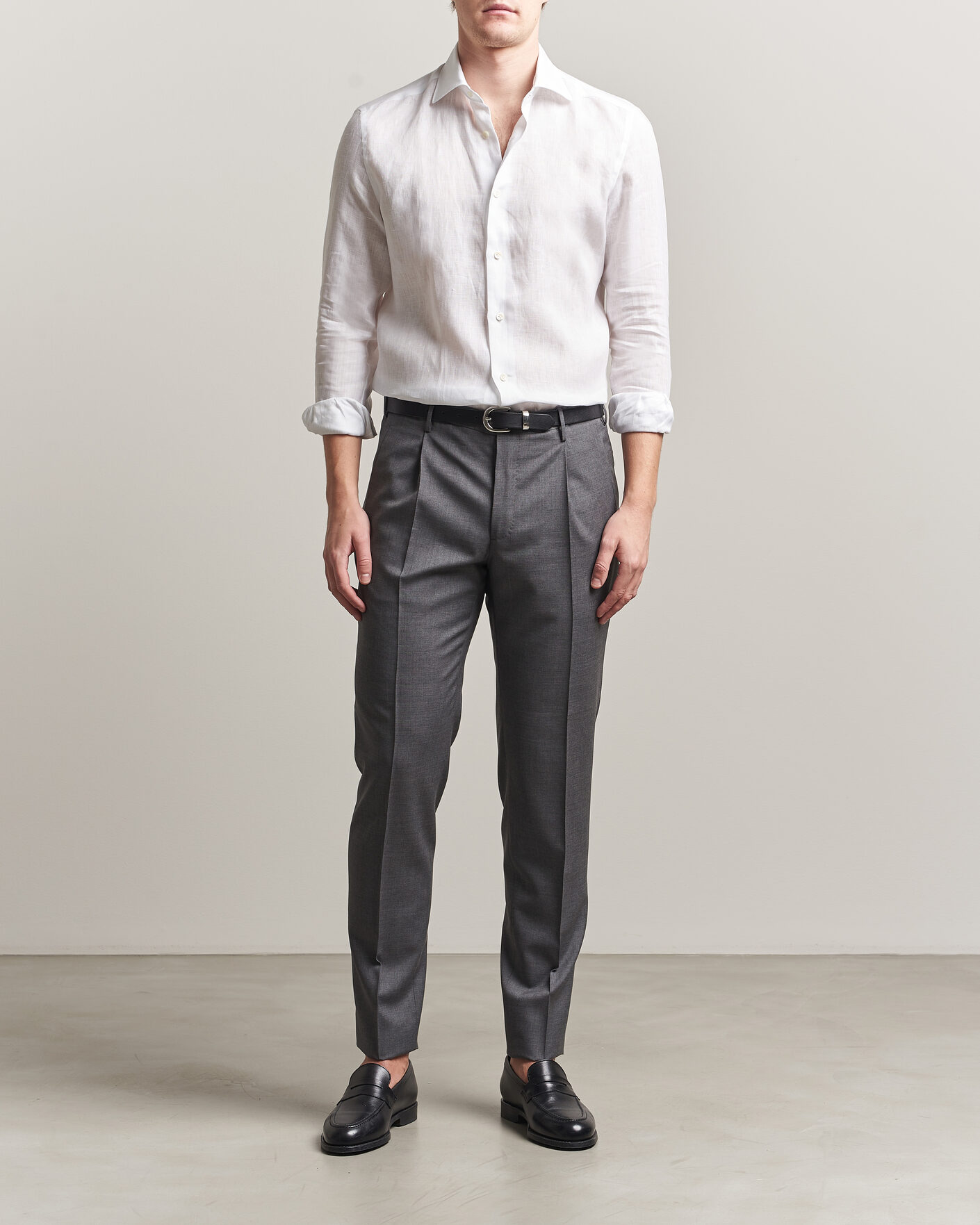 Hombres | Camisas | Mazzarelli | Soft Linen Shirt White