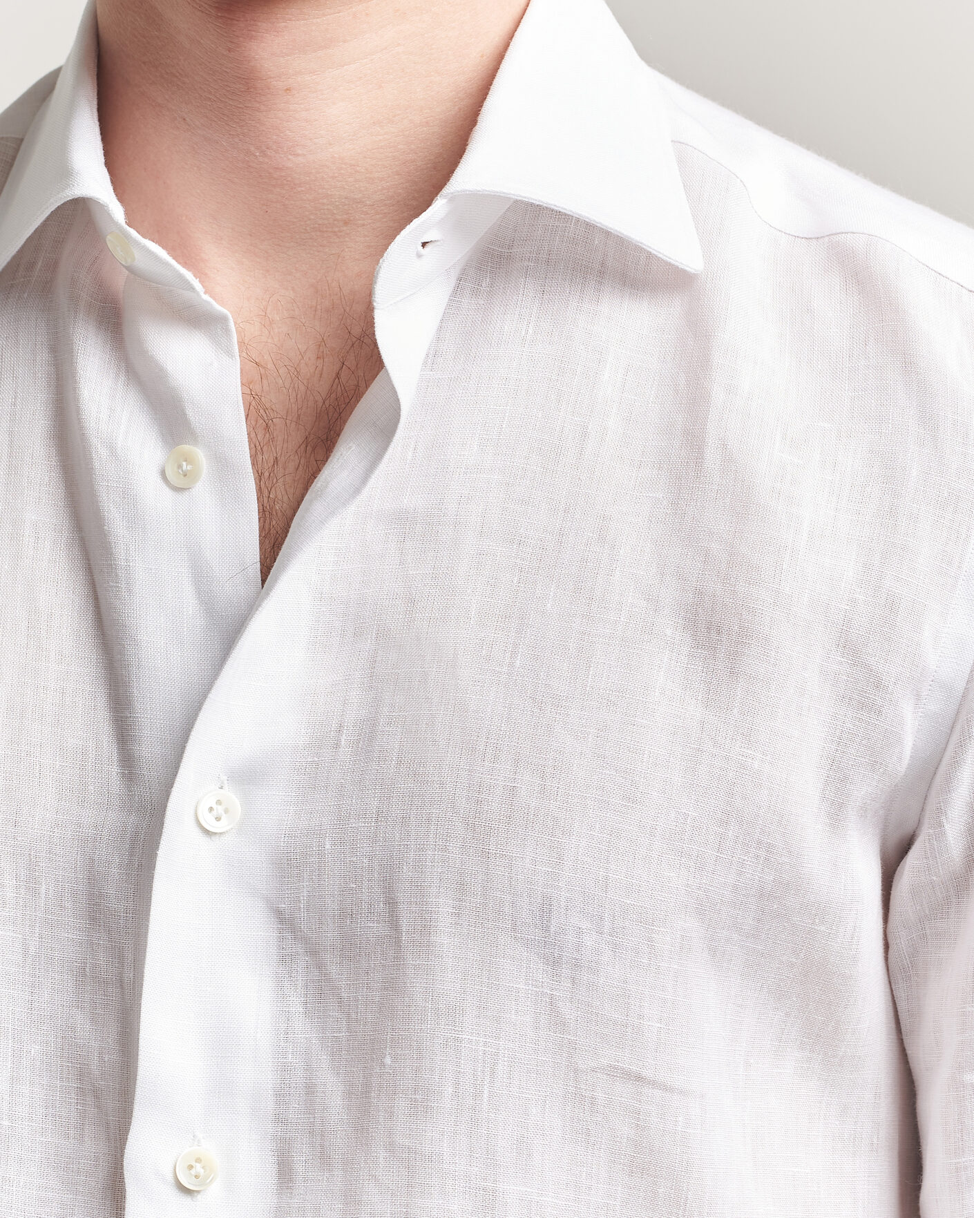 Hombres | Camisas | Mazzarelli | Soft Linen Shirt White