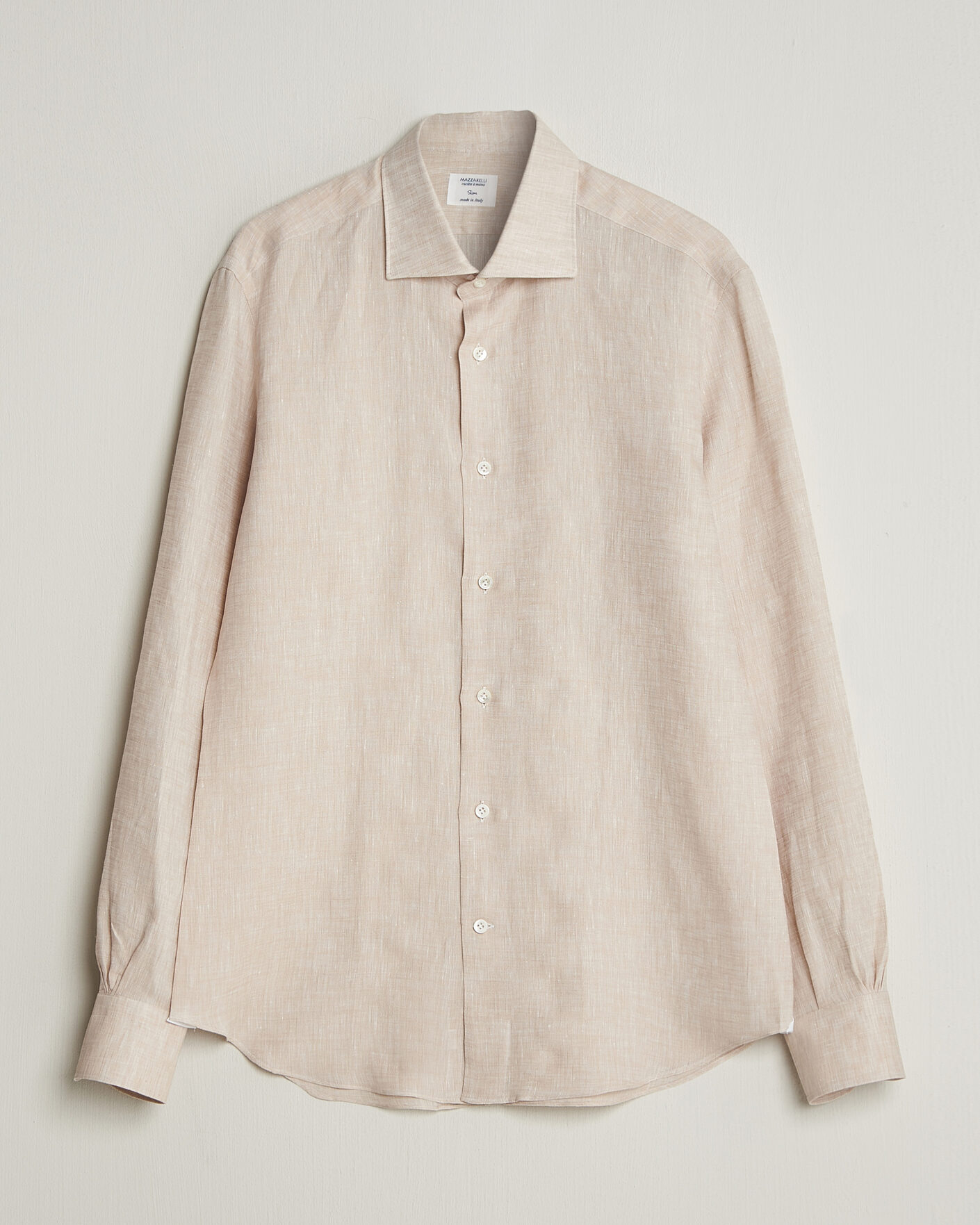 Hombres | Camisas | Mazzarelli | Soft Linen Shirt Beige