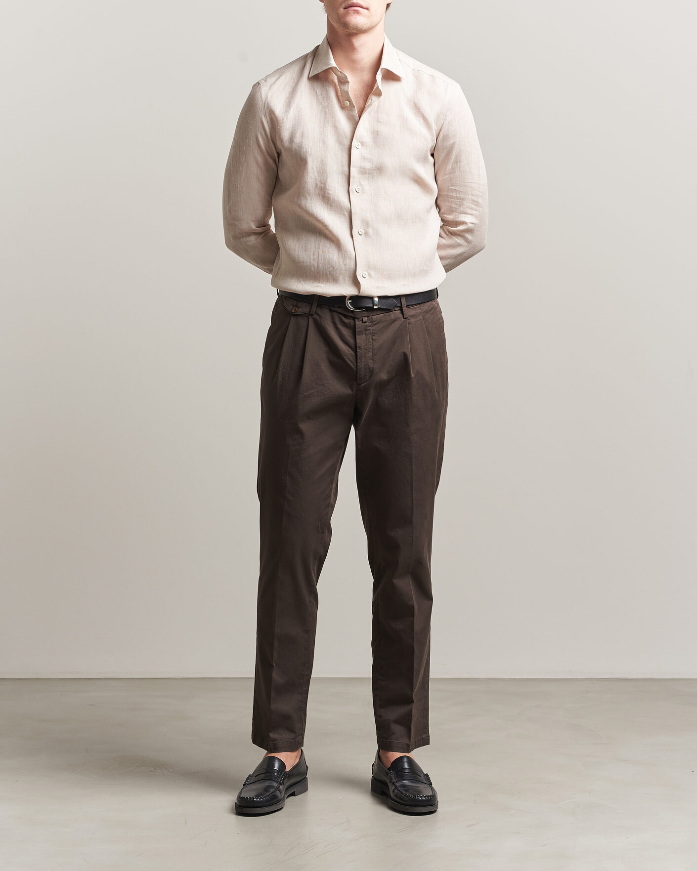 Hombres | Camisas | Mazzarelli | Soft Linen Shirt Beige