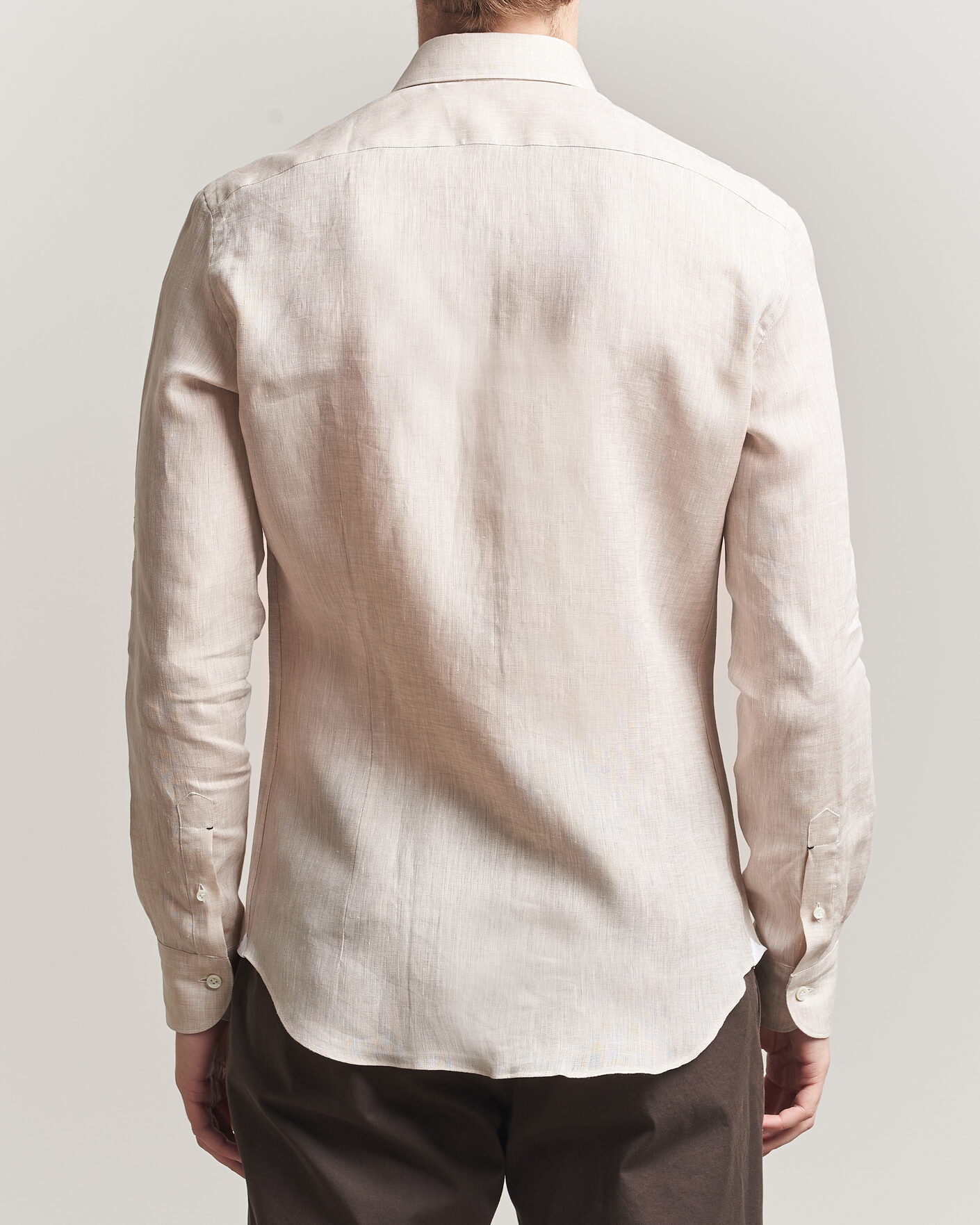 Hombres | Camisas | Mazzarelli | Soft Linen Shirt Beige