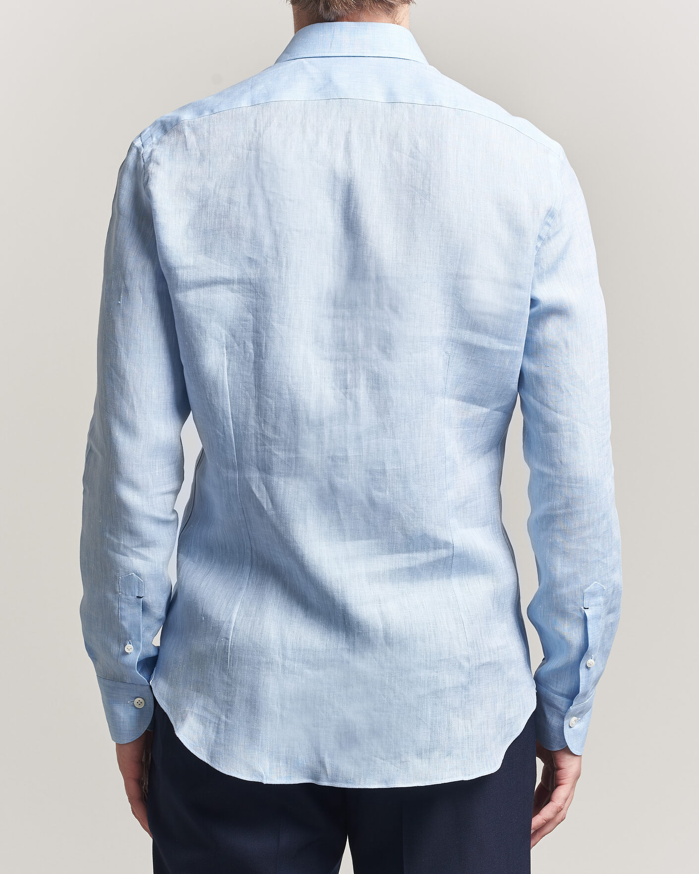 Hombres | Camisas | Mazzarelli | Soft Linen Shirt Light Blue