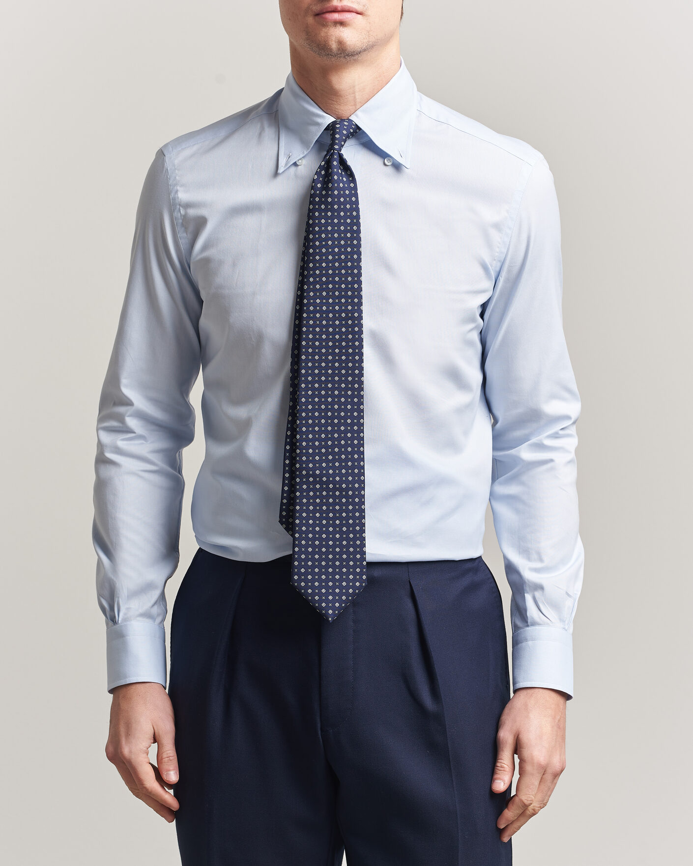 Hombres | Camisas | Mazzarelli | Soft Oxford Button Down Shirt Light Blue