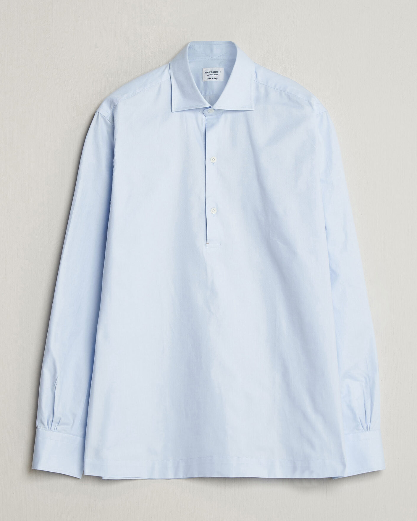 Hombres | Camisas | Mazzarelli | Soft Oxford Popover Shirt Light Blue