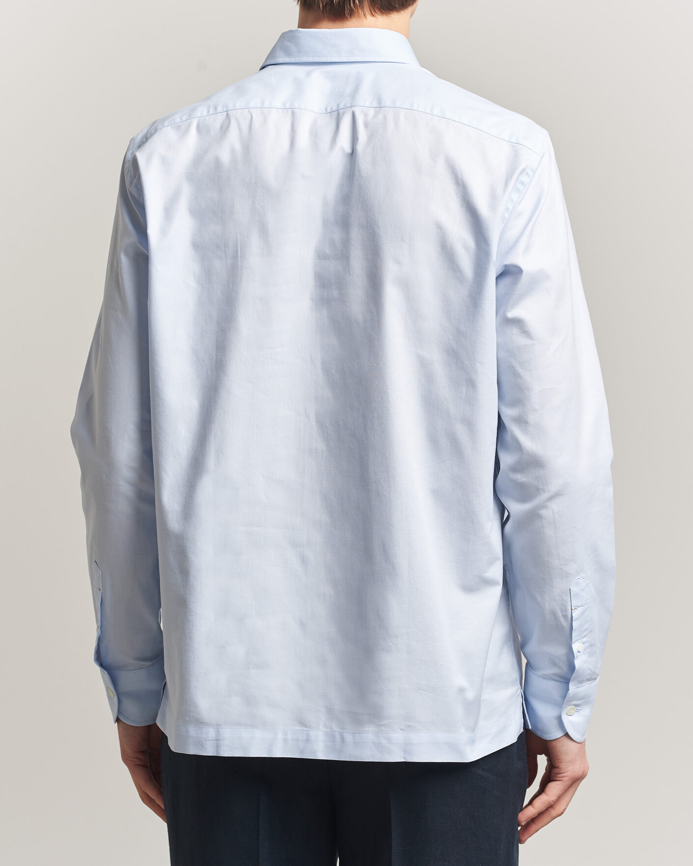 Hombres | Camisas | Mazzarelli | Soft Oxford Popover Shirt Light Blue