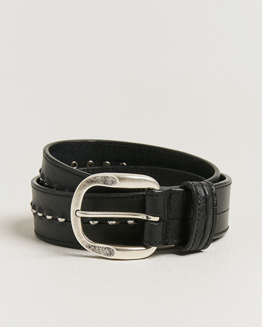 Hombres | Cinturones | Golden Goose | Studded Leather Belt Black