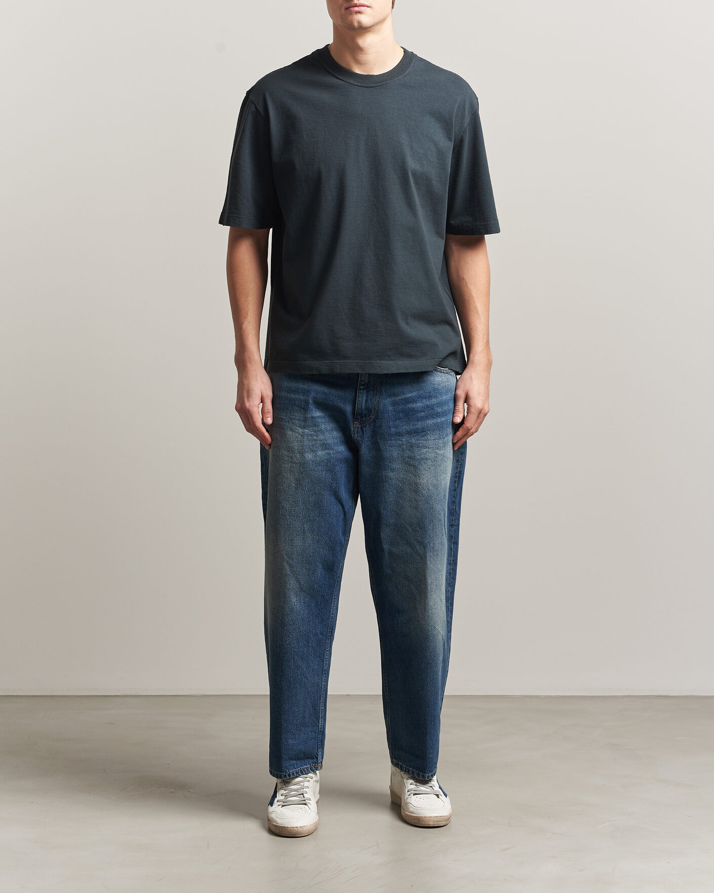 Hombres | Camisetas | Golden Goose | Relaxed Fit Cotton T-Shirt Washed Black