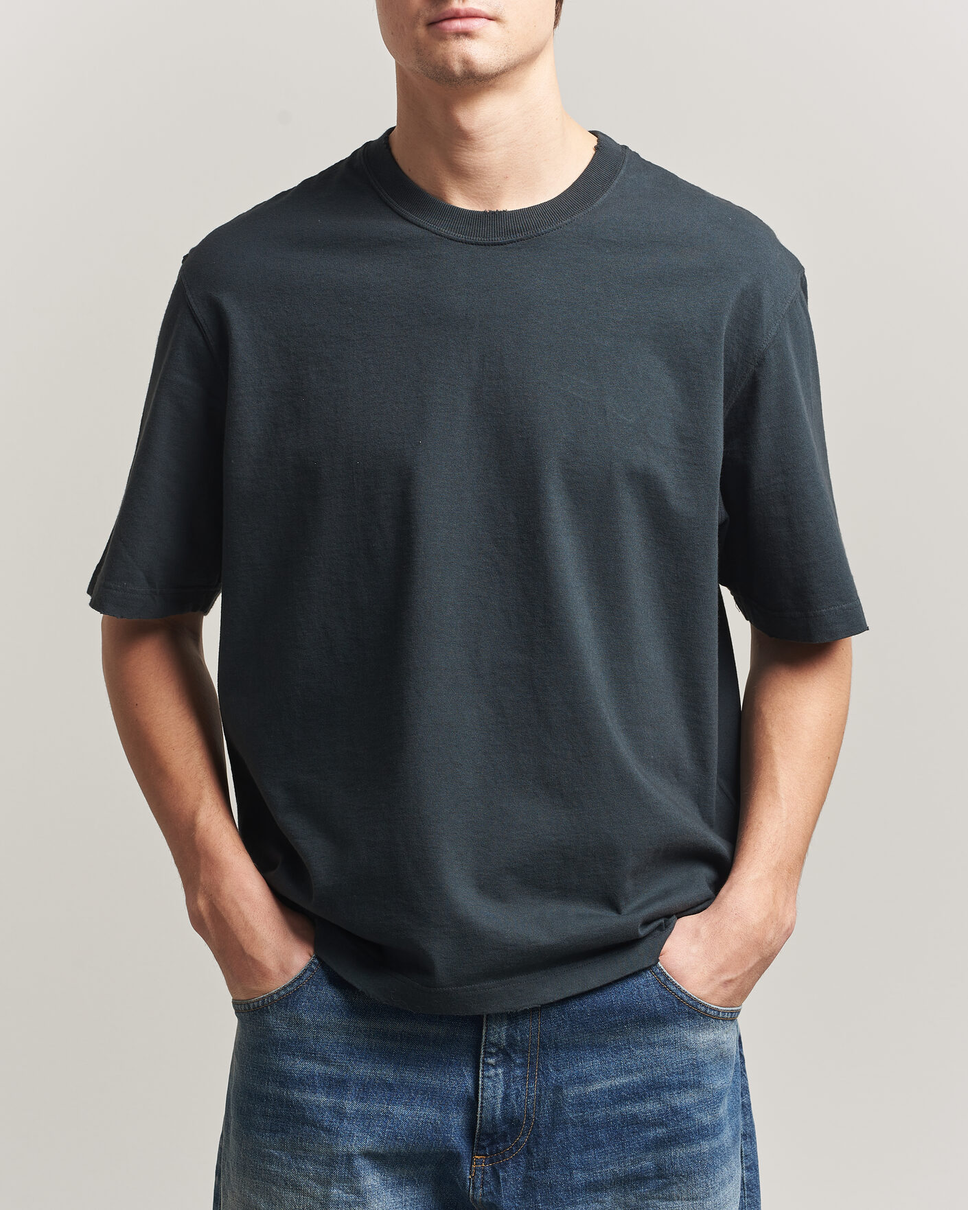 Hombres | Camisetas | Golden Goose | Relaxed Fit Cotton T-Shirt Washed Black