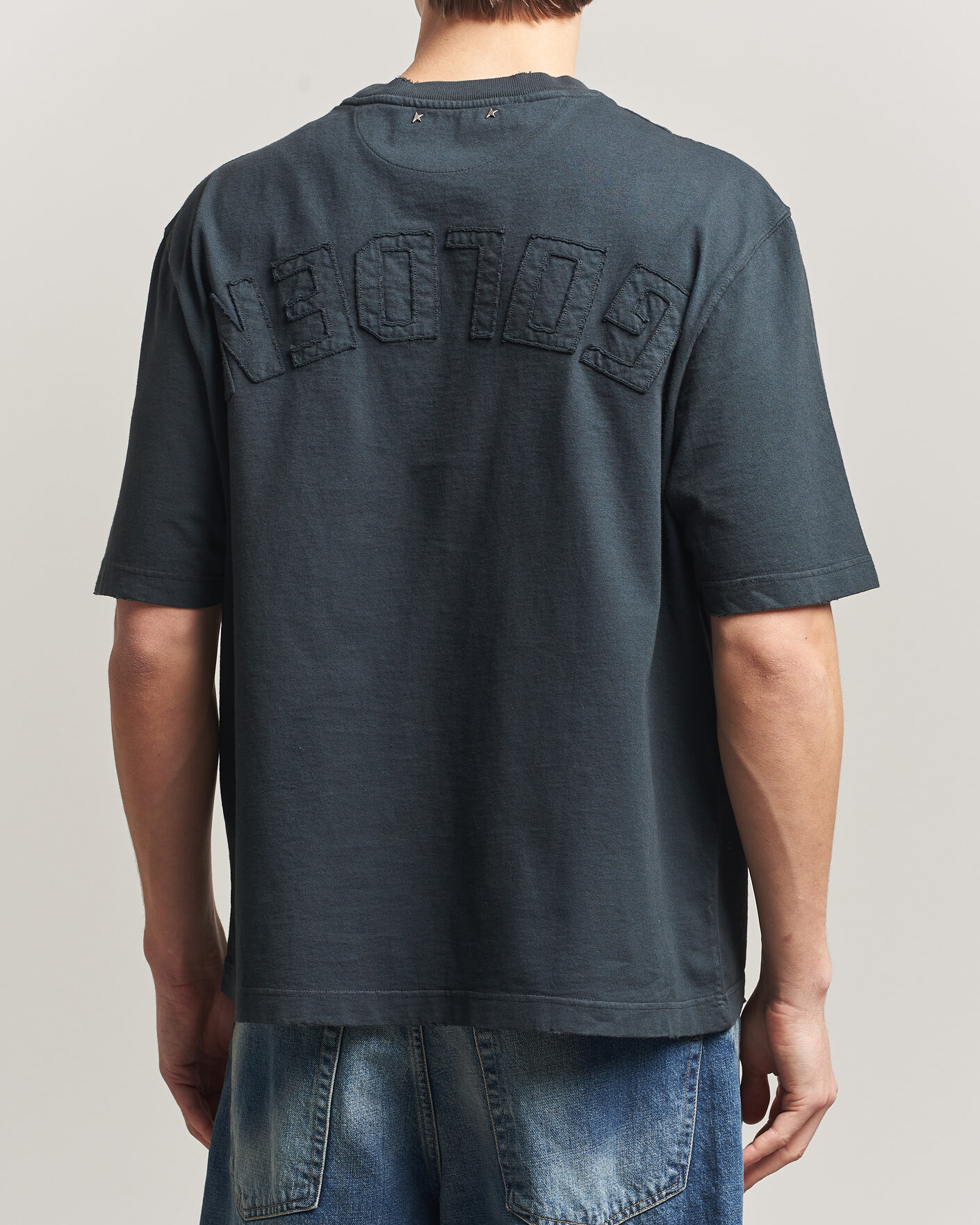 Hombres | Camisetas | Golden Goose | Relaxed Fit Cotton T-Shirt Washed Black