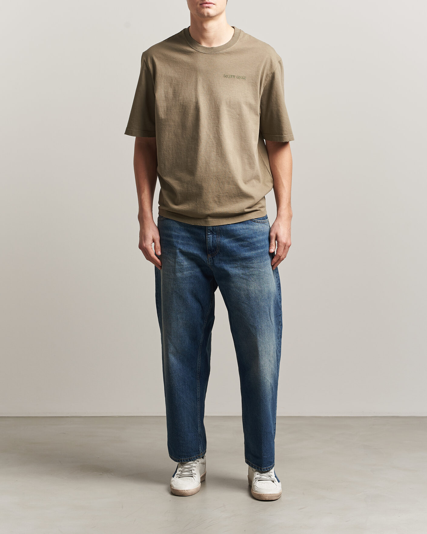 Hombres | Camisetas | Golden Goose | Journey Dyed Cotton T-Shirt Washed Beige