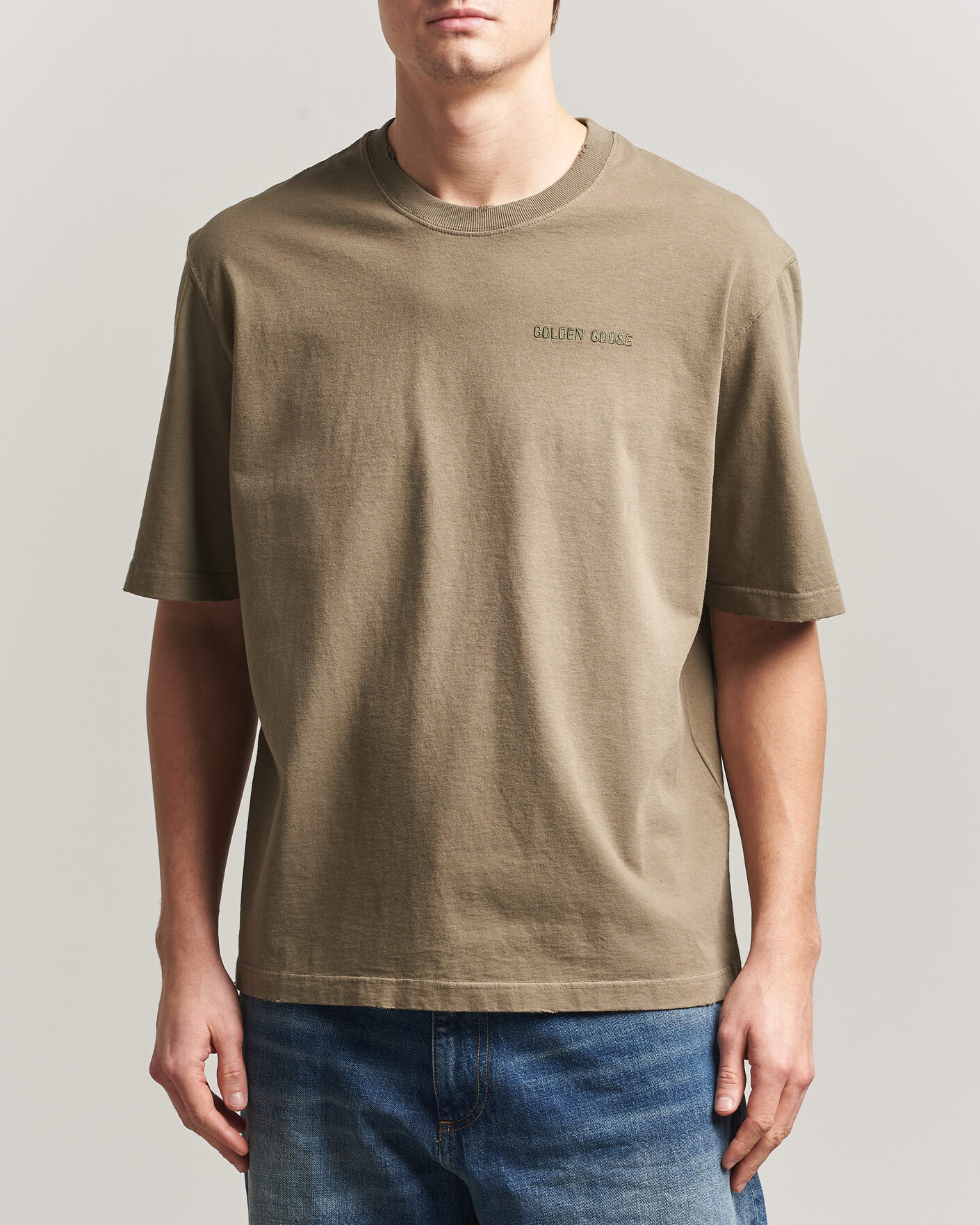 Hombres | Camisetas | Golden Goose | Journey Dyed Cotton T-Shirt Washed Beige