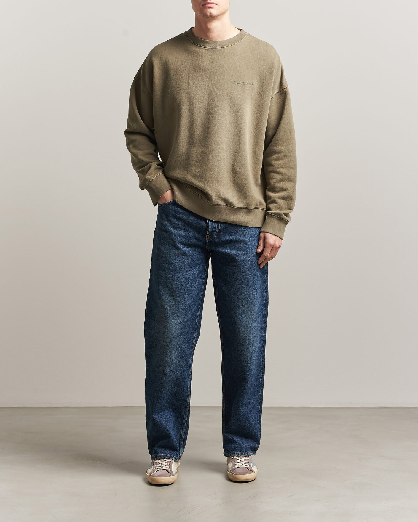 Hombres | Jerséis y prendas de punto | Golden Goose | Journey Dyed Cotton Sweatshirt Washed Beige