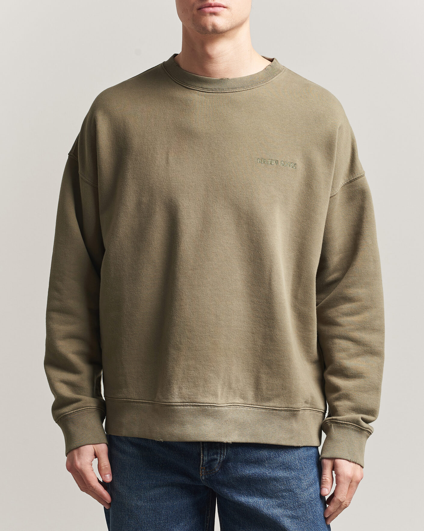 Hombres | Jerséis y prendas de punto | Golden Goose | Journey Dyed Cotton Sweatshirt Washed Beige