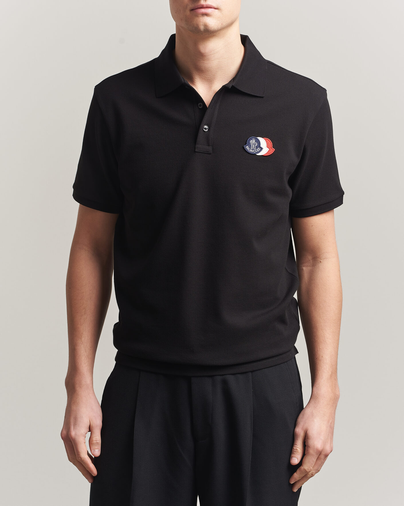 Hombres | Polos | Moncler | Tricolore Logo Polo Black