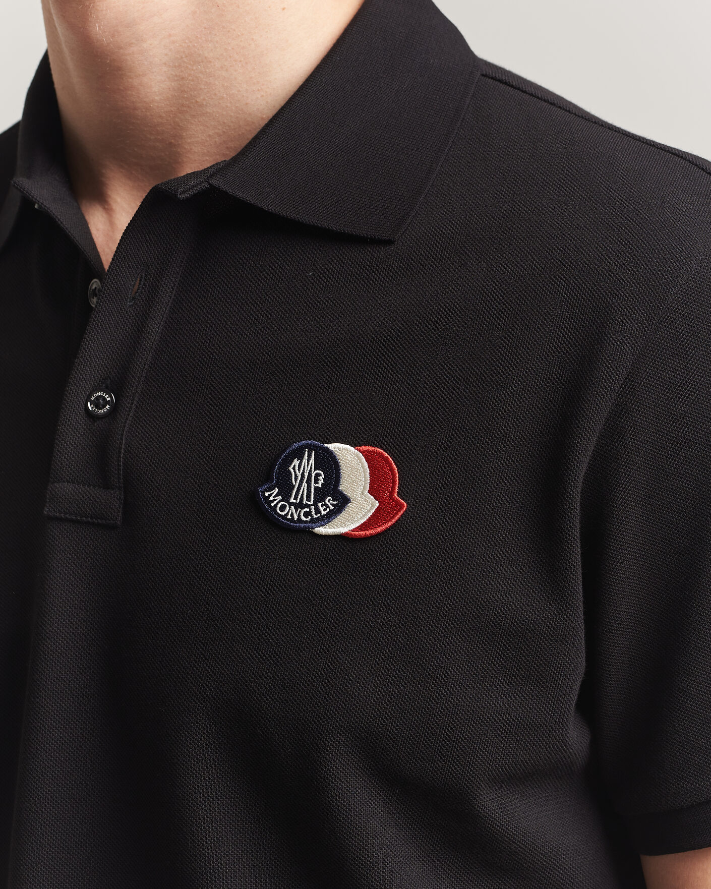 Hombres | Polos | Moncler | Tricolore Logo Polo Black
