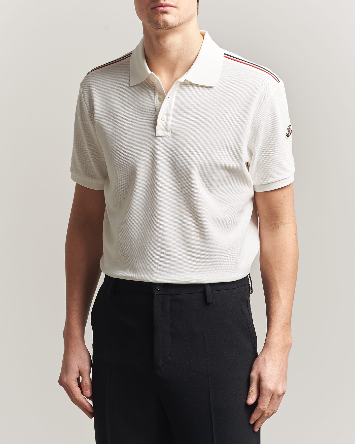 Hombres | Polos | Moncler | Tricolore Shoulder Polo White