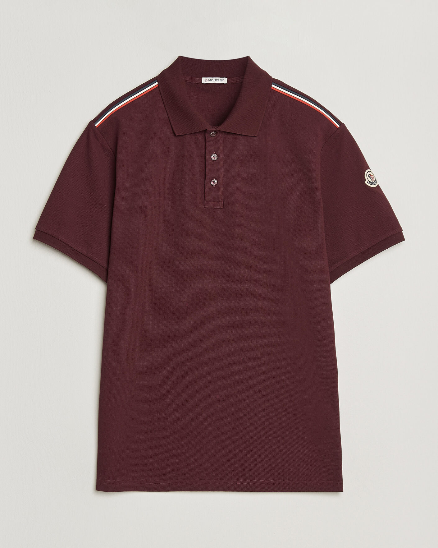 Hombres | Polos | Moncler | Tricolore Shoulder Polo Burgundy