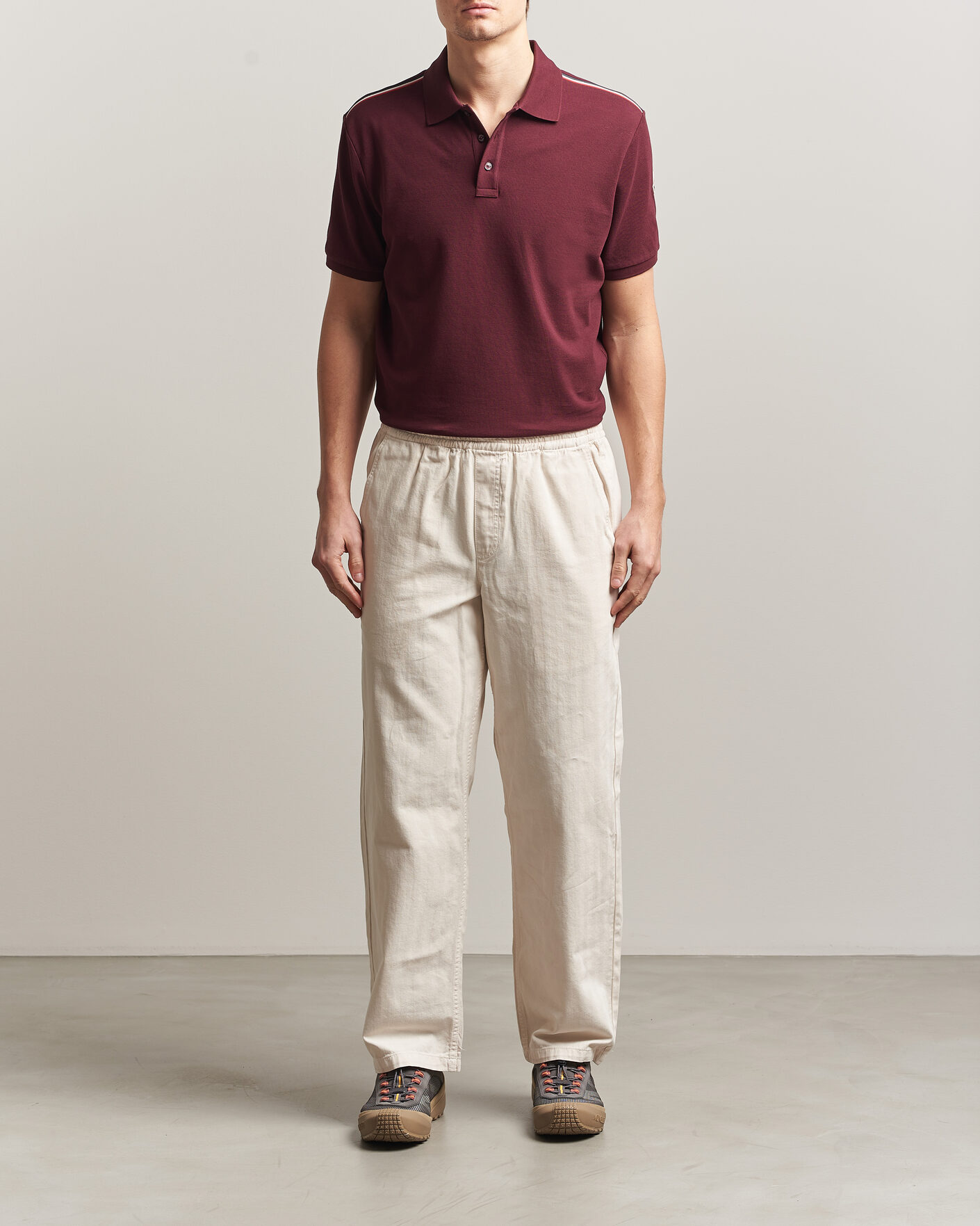 Hombres | Polos | Moncler | Tricolore Shoulder Polo Burgundy