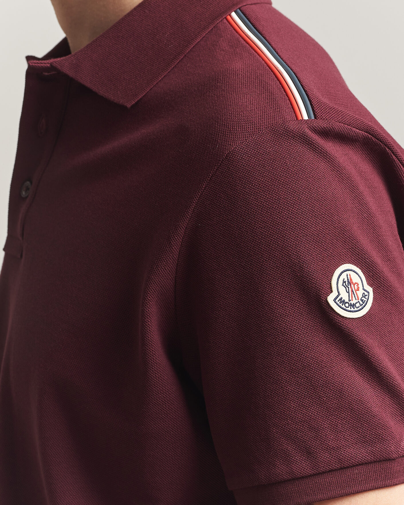 Hombres | Polos | Moncler | Tricolore Shoulder Polo Burgundy