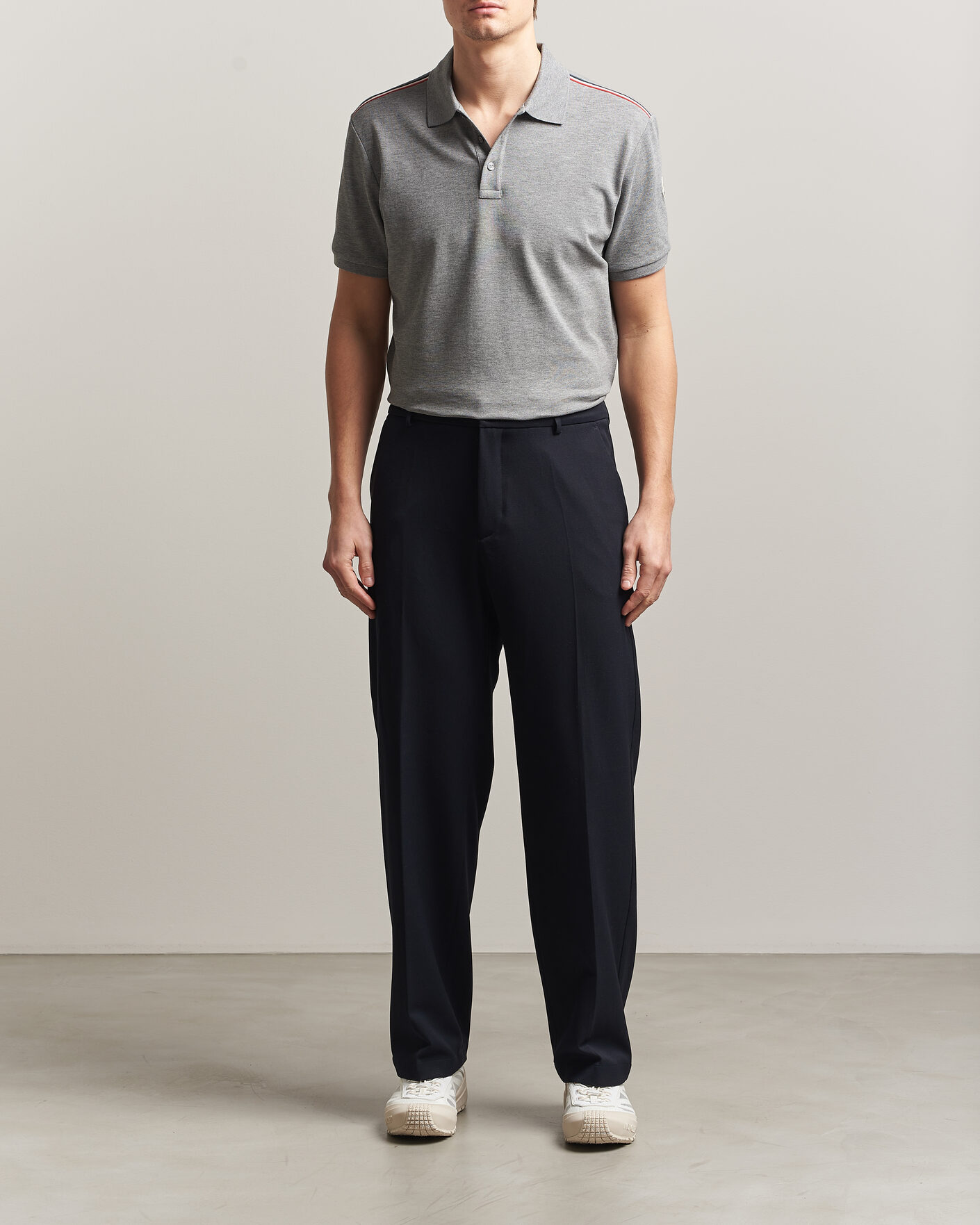 Hombres | Polos | Moncler | Tricolore Shoulder Polo Light Grey