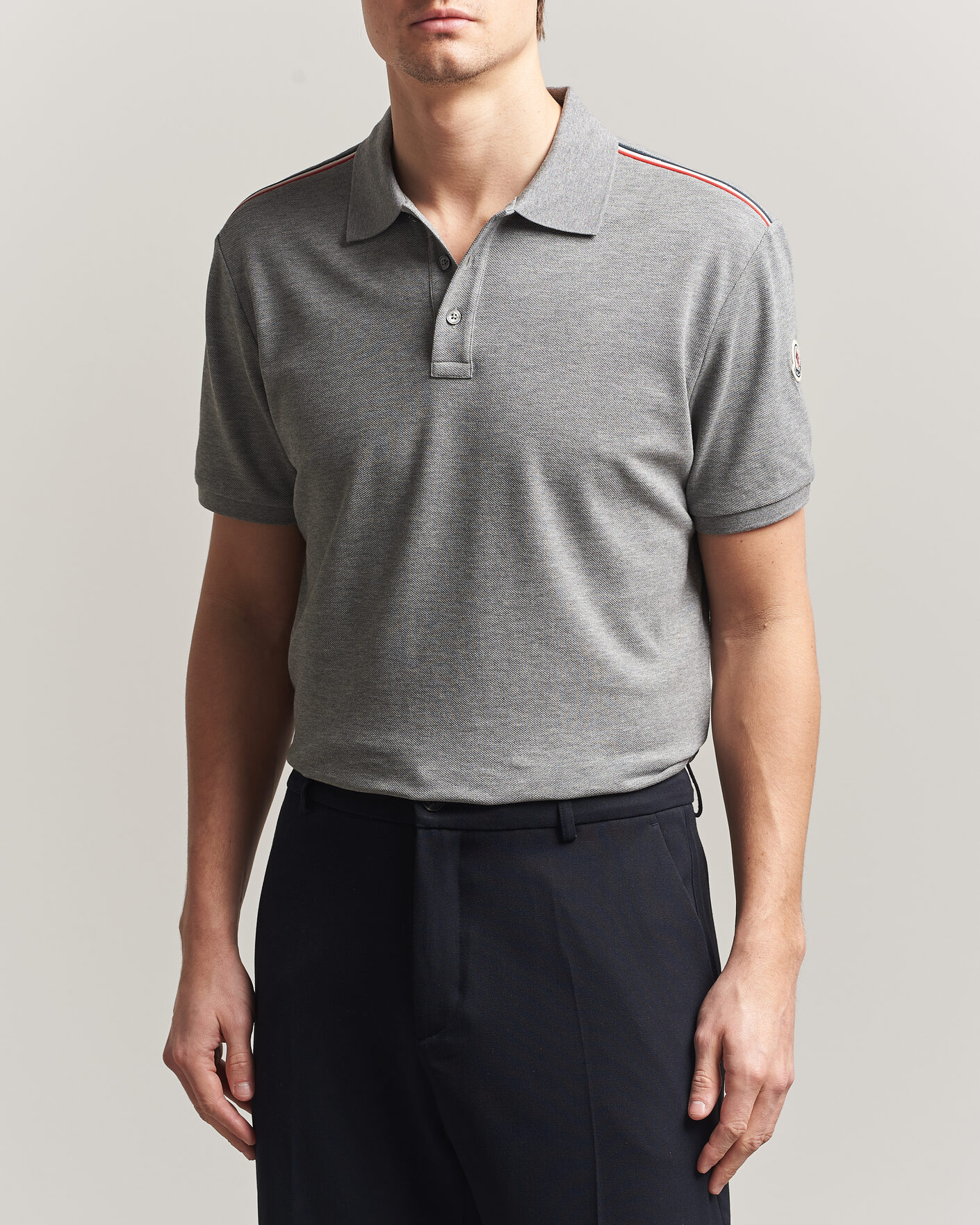 Hombres | Polos | Moncler | Tricolore Shoulder Polo Light Grey