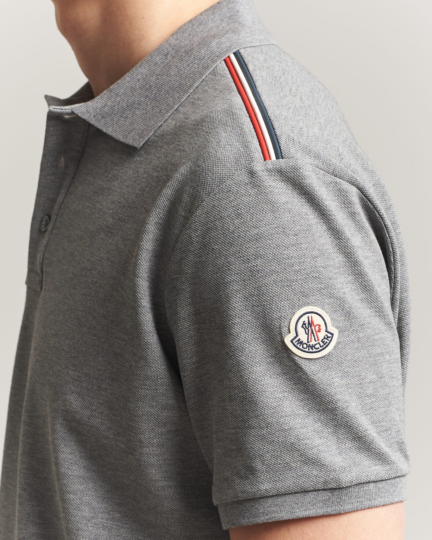 Hombres | Polos | Moncler | Tricolore Shoulder Polo Light Grey