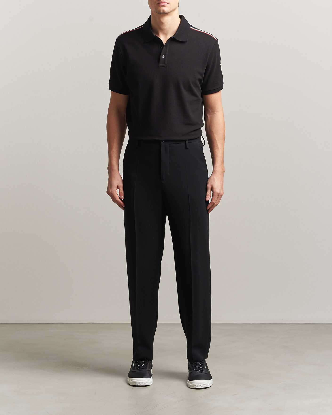 Hombres | Polos | Moncler | Tricolore Shoulder Polo Black