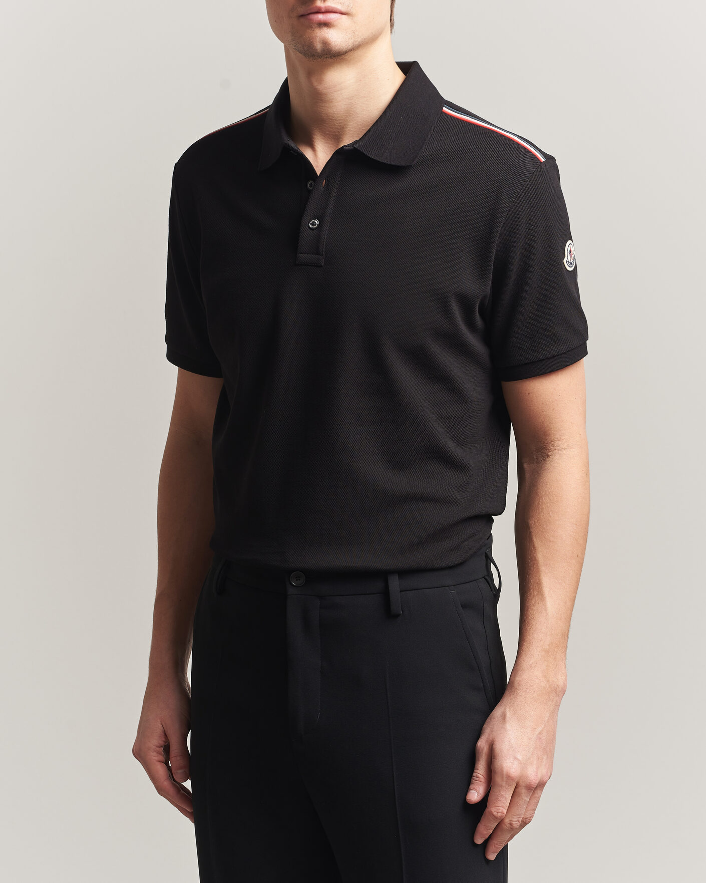 Hombres | Polos | Moncler | Tricolore Shoulder Polo Black