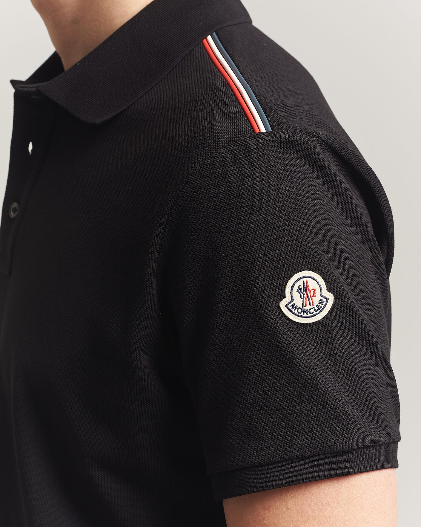 Hombres | Polos | Moncler | Tricolore Shoulder Polo Black