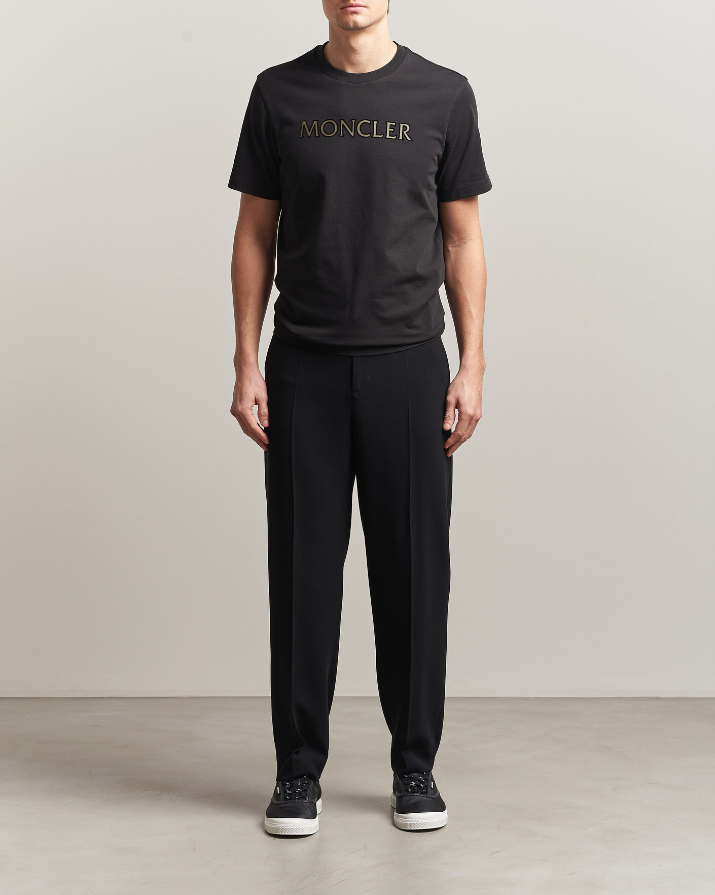 Hombres | Camisetas | Moncler | Flock Print Logo T-Shirt Black