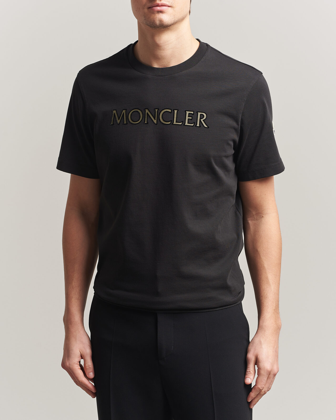 Hombres | Camisetas | Moncler | Flock Print Logo T-Shirt Black