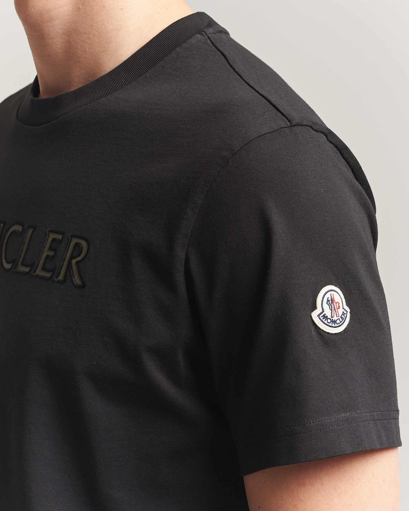 Hombres | Camisetas | Moncler | Flock Print Logo T-Shirt Black