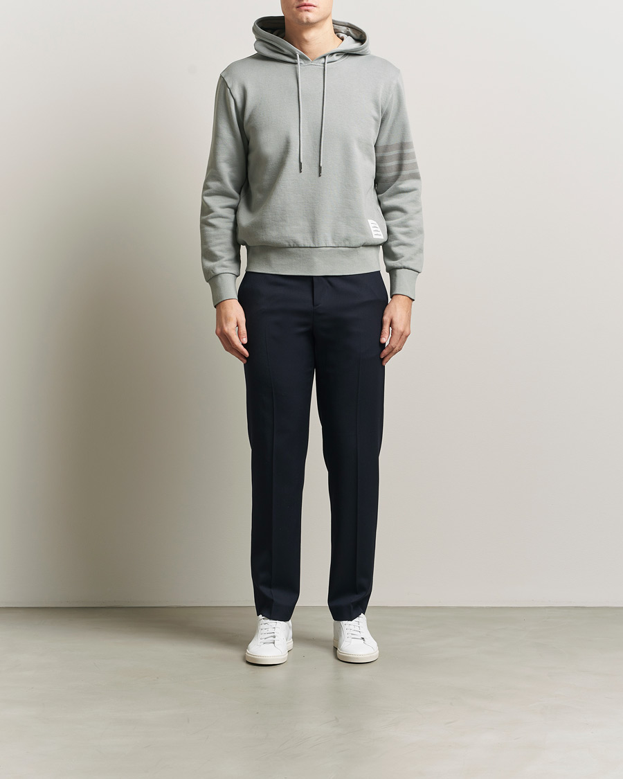 Hombres | Jerséis y prendas de punto | Thom Browne | Overdyed 4-Bar Hoodie Light Grey