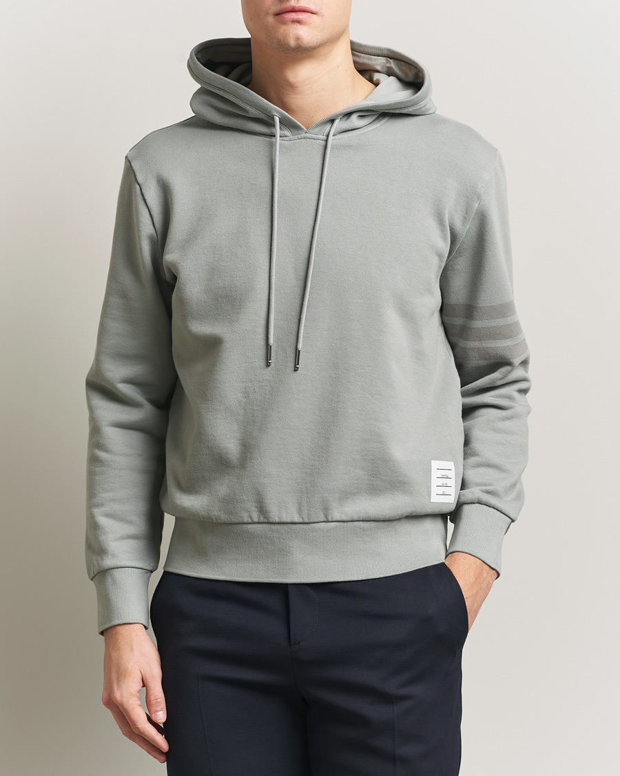 Hombres | Jerséis y prendas de punto | Thom Browne | Overdyed 4-Bar Hoodie Light Grey