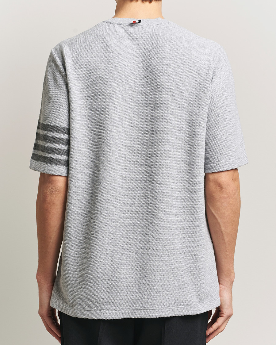 Hombres | Camisetas | Thom Browne | Textured Pique 4 Bar T-Shirt Pale Grey