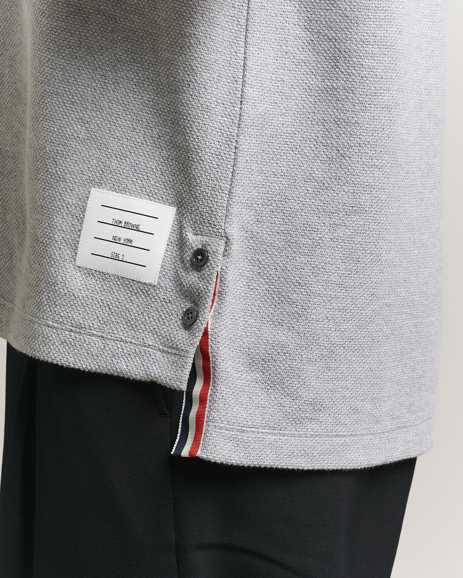 Hombres | Camisetas | Thom Browne | Textured Pique 4 Bar T-Shirt Pale Grey