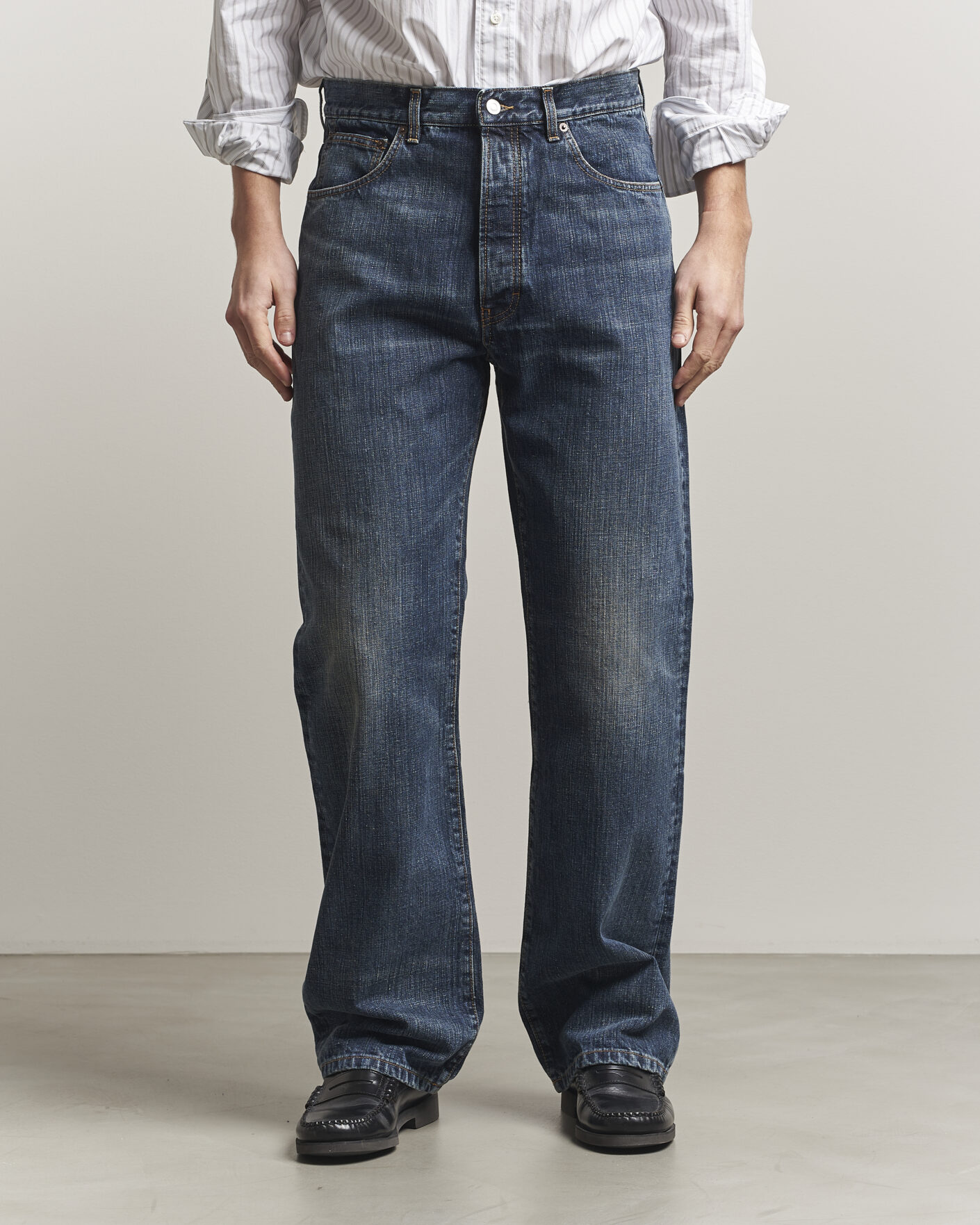 Hombres | Vaqueros | Jeanerica | VM009 Vega Jeans Dark Blue Righe