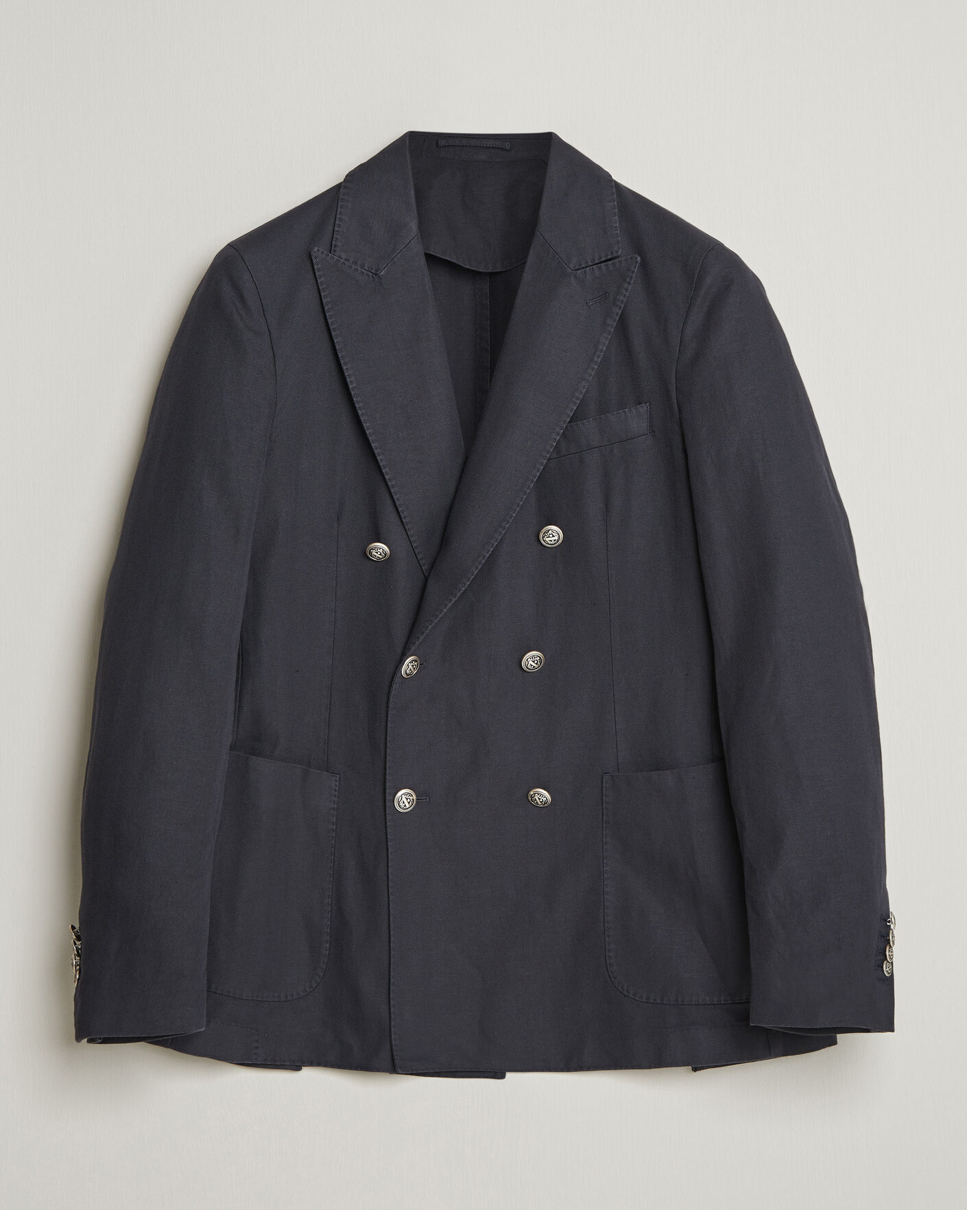 Hombres | Blazers | Morris | Cotton Herringbone Double Breasted Blazer Blue
