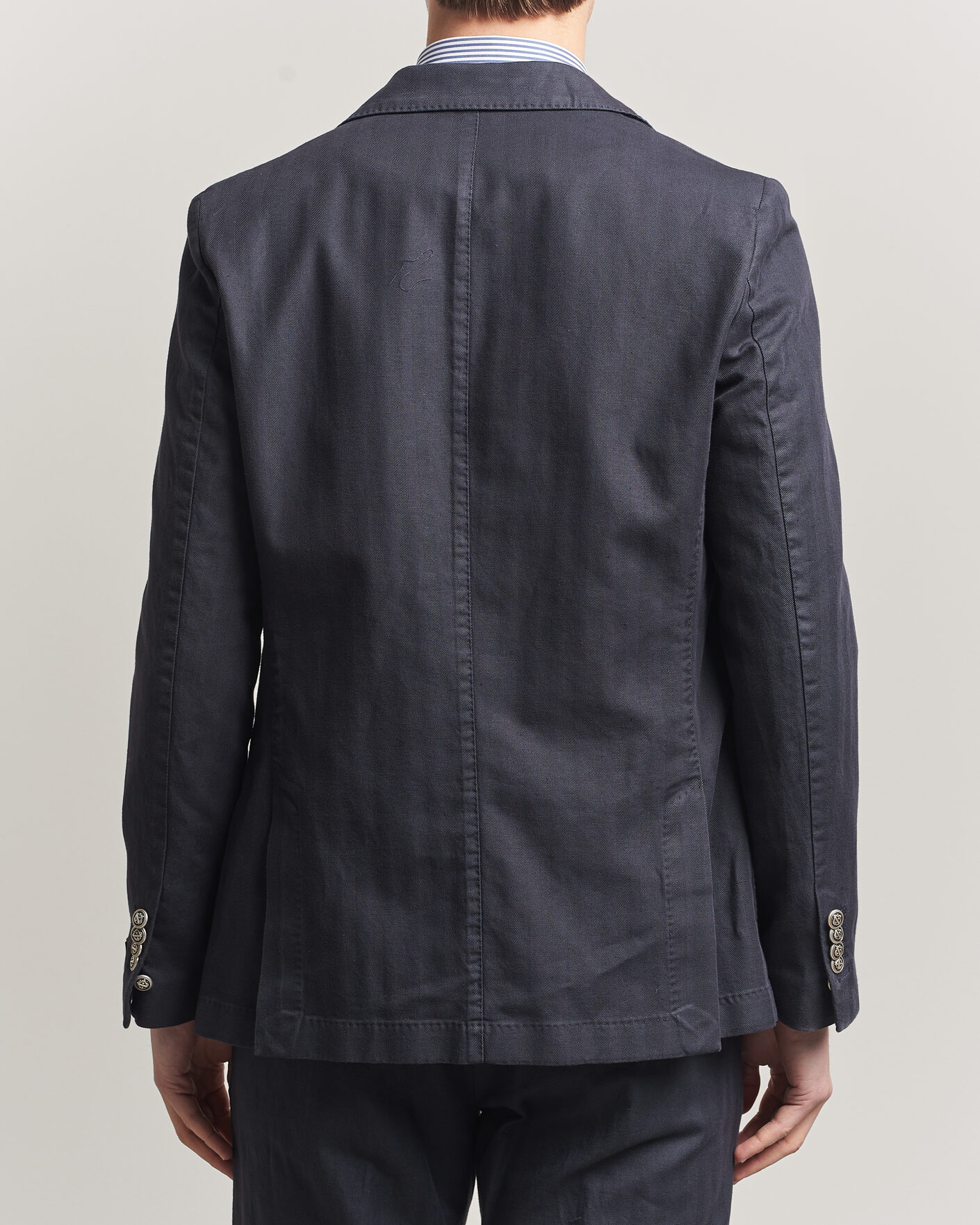 Hombres | Blazers | Morris | Cotton Herringbone Double Breasted Blazer Blue