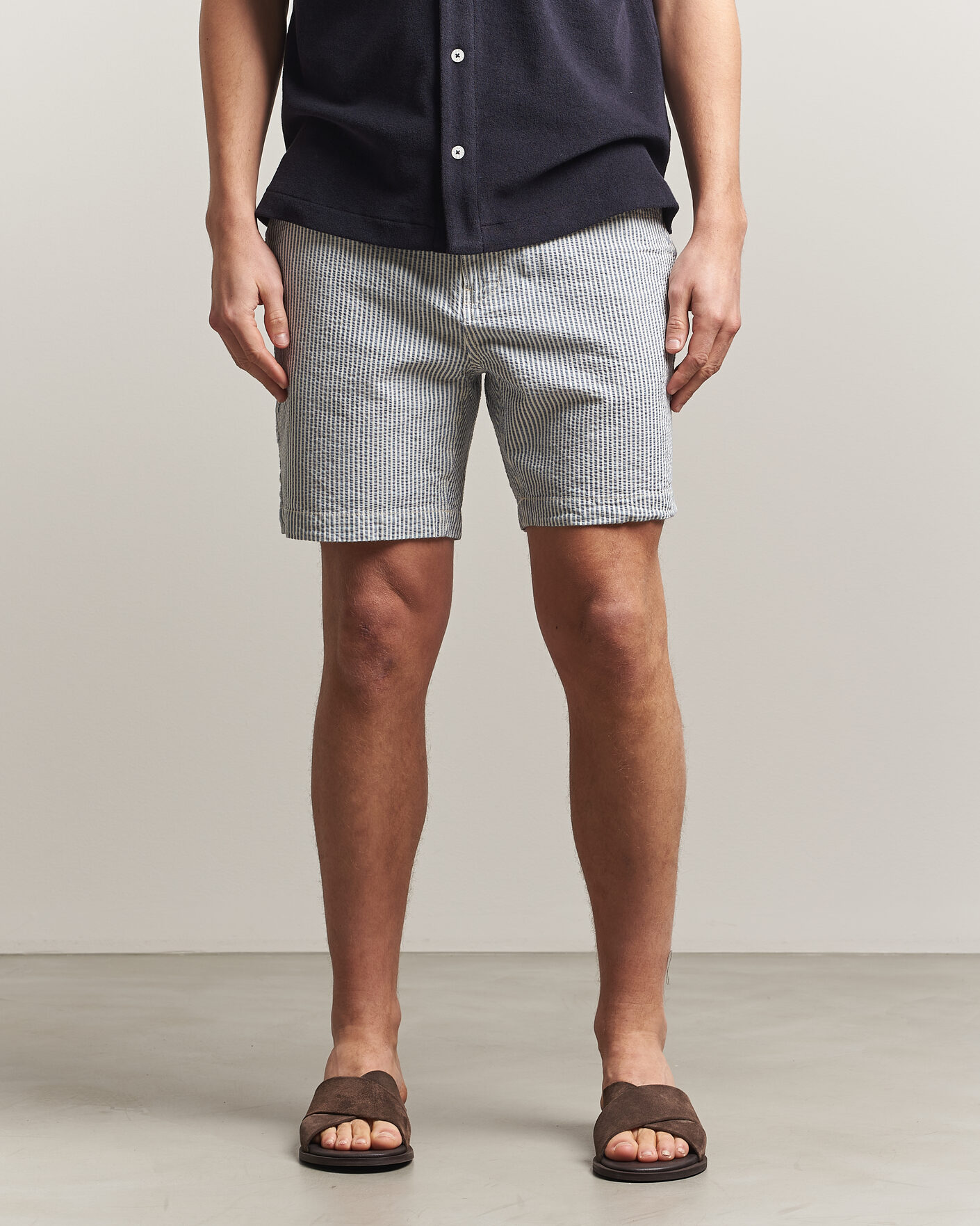 Hombres | Pantalones cortos | Morris | Fenix Seersucker Shorts Light Blue
