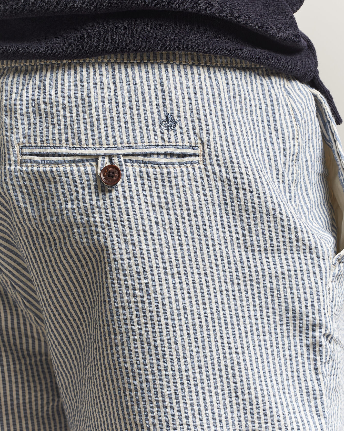 Hombres | Pantalones cortos | Morris | Fenix Seersucker Shorts Light Blue