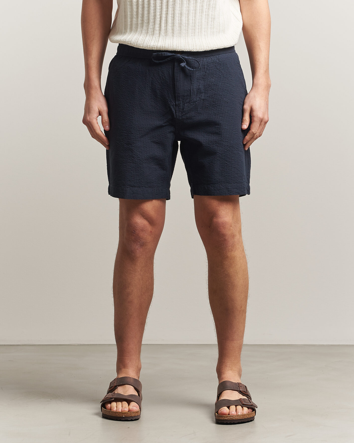 Hombres | Pantalones cortos | Morris | Fenix Seersucker Shorts Dark Blue