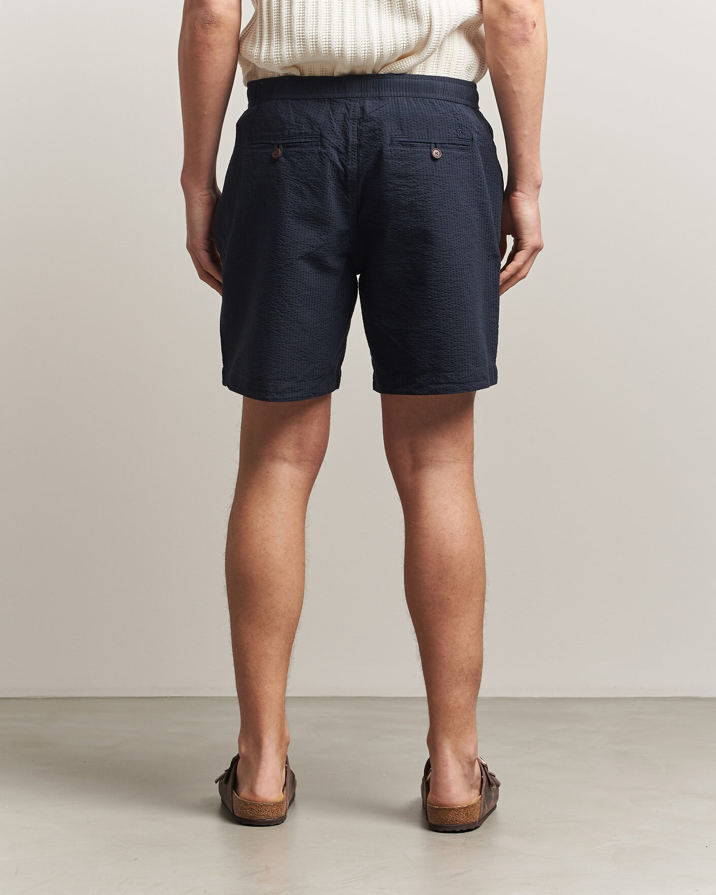 Hombres | Pantalones cortos | Morris | Fenix Seersucker Shorts Dark Blue